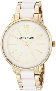 ANNE KLEIN 女士树脂手链手表,White/Gold,均码