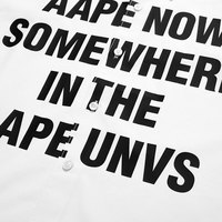 Aape男装春夏个性字母印花肩部迷彩拼接休闲短袖衬衫8274XXA