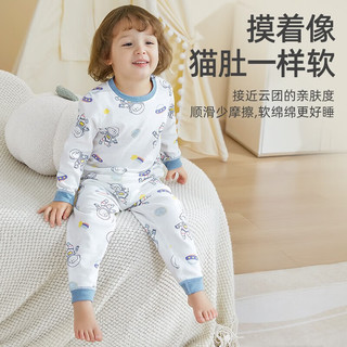 贝肽斯儿童家居服睡衣春秋款棉质儿童居家睡衣套装男女宝宝秋衣裤 安哥拉小象--普通套装 建议身高 100cm