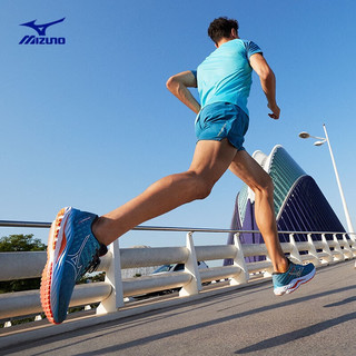 美津浓（MIZUNO）男女运动鞋23春季新款透气鞋面缓震跑步鞋 01/灰蓝色/白色/亮橙色 39