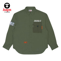 Aape 旗舰店男装春夏简约印花工装口袋拼接潮流长袖衬衫8398XXI