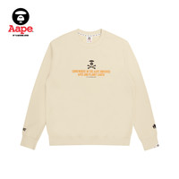Aape 旗舰店男装秋冬X-BONE字母印花宽松长款厚版加绒卫衣3807XXH