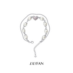 LILIFAN 8600LF20SS15 心形925银镀18K金宝石手链
