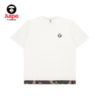 Aape 旗舰店男装春夏猿颜章纯色印花拼接迷彩圆领短袖T恤0864XXI