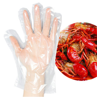 恒澍 100只一次性手套加厚食品级塑料薄膜透明餐饮厨房龙虾美发家用