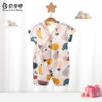 贝乐咿婴儿和尚服夏季男夏装满月衣服初生3女宝宝连体衣薄款6新生儿哈衣 2134油画 90