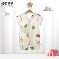 贝乐咿婴儿和尚服夏季男夏装满月衣服初生3女宝宝连体衣薄款6新生儿哈衣 2130水果 90