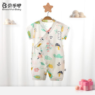 贝乐咿婴儿和尚服夏季男夏装满月衣服初生3女宝宝连体衣薄款6新生儿哈衣 2137猫头 73