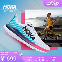 HOKA ONE ONE 男女款马赫5公路跑步鞋Mach5轻便透气减震回弹耐磨 白色 / 深海蓝-女 42/265mm