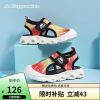 Kappa Kids卡帕童鞋儿童包头凉鞋男女童2023新款夏季透气软底防撞宝宝沙滩鞋 黑红 24(内长15.5cm适合脚长15.0cm)