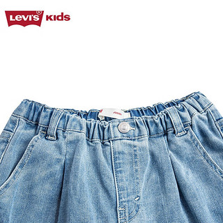 Levi's李维斯童装春秋款女童牛仔裤儿童侧边logo梭织裤子 烟灰蓝 120/56(6)