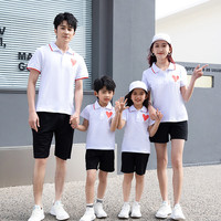 小熊精灵（xiaoxiongjingling）亲子装套装Polo衫短袖夏装2023新款一家三口四口全家装活动团体装 Polo衫短裤套装 妈妈M码/建议体重110斤以下)