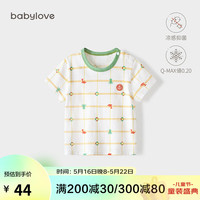 babylove婴儿短袖T恤夏季薄款冰薄荷格纹宝宝上衣服婴幼儿童夏装 灯塔守护 80cm