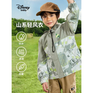迪士尼（Disney）童装男童外套宝宝衣服儿童拼接潮酷上衣2023春新款风衣 浅茶绿-男童 130