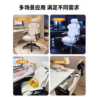 泉枫泉枫电脑椅电竞椅久坐舒适家用人体工学椅办公椅学习皮革转椅 S254-02-白色