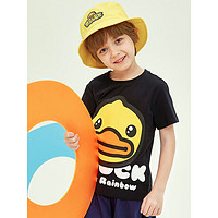 B.Duck小黄鸭童装儿童T恤男童短袖夏装新款女童上衣潮 黑色（BF2201922A） 110cm