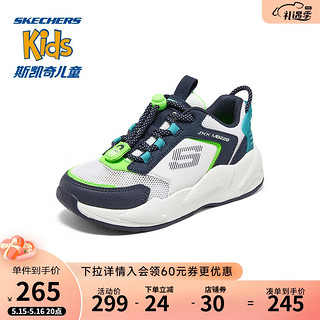 Skechers斯凯奇男童鞋板鞋运动鞋405256L 透气/白色/海军蓝色/WNV 30