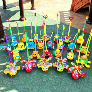 欧航儿童学步手推飞机玩具推推乐1-3岁学步车单杆响铃推车婴儿玩具 大号防滑加厚飞机-红色-2节杆