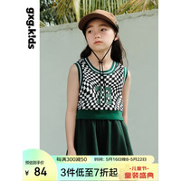 gxg.kids gxgkids童装儿童背心23夏季新品女童洋气舒适格纹无袖运动上衣潮 黑白格 150cm