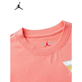 NIKE AIR JORDAN 耐克童装男女童短袖T恤夏季新款儿童独特logo短T上衣 布利斯红 120/60(6)