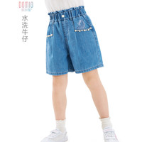 多妙屋女童短裤儿童牛仔裤夏薄款中大童女孩五分休闲裤子980091深蓝150