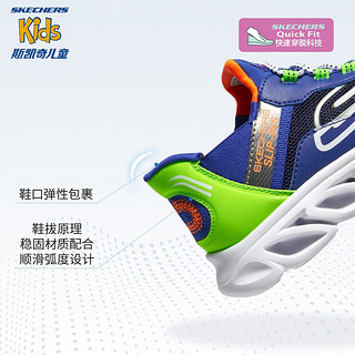 Skechers斯凯奇儿童闪穿鞋2023春季新款Slip-ins时尚男女童运动鞋319040L 男童/宝蓝色/多彩色/RYMT 27.5码