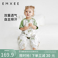 嫚熙（EMXEE）儿童分腿睡袋婴儿宝宝春夏季长短袖纱罗睡袋 动物世界-短袖 80码（适合73-80cm）