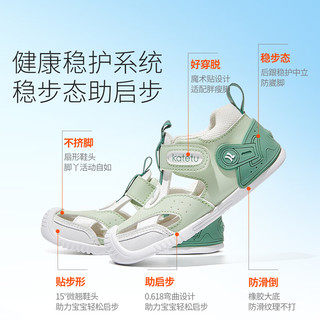 卡特兔婴儿鞋2023新款一岁宝宝学步鞋软底防滑透气包头儿童凉鞋X3BE026 绿白 内长12cm/19码(适合脚长11.5cm)