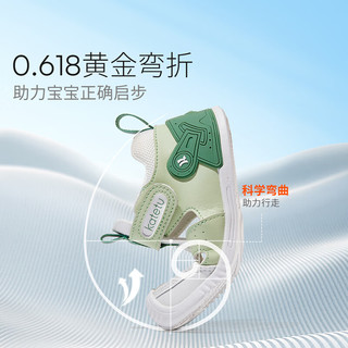 卡特兔婴儿鞋2023新款一岁宝宝学步鞋软底防滑透气包头儿童凉鞋X3BE026 绿白 内长12cm/19码(适合脚长11.5cm)
