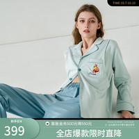 嫚熙（EMXEE）高端丝柔棉月子服春夏款产后纯棉哺乳孕妇睡衣 松湖蓝-两件套(带隐藏哺乳口) M