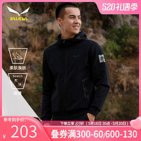 SALEWA 沙乐华 开衫卫衣男士2021春秋新款运动休闲服户外连帽外套（M、黑色-女款）