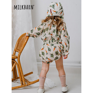Milkbarn2023春夏新款宝宝家居套装 1-3岁婴儿纯棉短裤长袖开扣上衣套装 每日鲜蔬 90cm