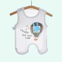 有彩婴幼儿夏季薄款半背衣圆肚兜新生儿护肚兜男女宝宝纱布护肚脐围兜 小兔子（连脚） 73码(适合6-9个月)