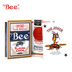 Bee 扑克牌纸牌美国原装小蜜蜂no92红色蓝色组合装共2付德州扑克牌