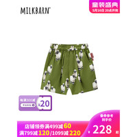 Milkbarn2023新款儿童短袖衬衫 1-8岁男童夏季纯棉衬衣中小童休闲上衣 黑脸小羊羔-短裤 80cm