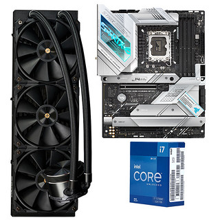 ROG 玩家国度 Z690吹雪D4主板+intel 12700KF CPU+abee Apex Plus i360一体式水冷散热器