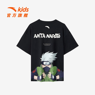 安踏（ANTA）火影忍者联名款丨儿童T恤男大童装短T2023年夏季新款潮流舒适短袖 梦幻黑-2 130cm