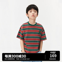 MiniPeace太平鸟童装男童条纹上衣中袖儿童短袖T恤宽松潮酷夏 彩条纹 130cm