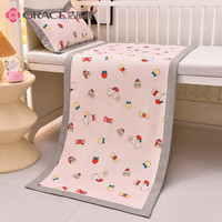 洁丽雅婴儿凉席儿童幼儿园午睡凉垫宝宝婴儿冰丝透气藤草席席子夏 甜心兔 60*135cm(配枕套)