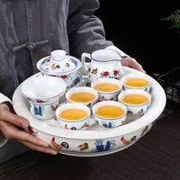 斗彩鸡缸杯陶瓷茶具茶盘整套装家用创意手工茶壶盖碗茶杯功夫茶具