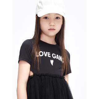 little MO&Co.little moco童装23夏装新款女童短袖网纱蓬蓬连衣裙子KBC2DRS040 黑色 110/52