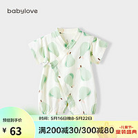 Babylove 婴儿短袖连体衣夏季薄竹棉纱布哈衣新生儿和尚服宝宝夏装 梨漫香汁 80cm