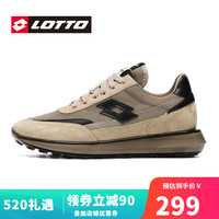 乐途(LOTTO)运动鞋男鞋2023年春夏季新款真皮复古跑步鞋阿甘鞋休闲鞋网面透气 杏色(网面) 42/260