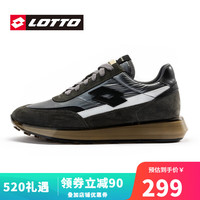 乐途(LOTTO)运动鞋男鞋2023年春夏季新款真皮复古跑步鞋阿甘鞋休闲鞋网面透气 深灰(革面) 43/270