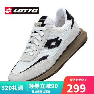 乐途（LOTTO）运动鞋男鞋2023年春夏季新款真皮复古跑步鞋阿甘鞋休闲鞋网面透气 米白（网面） 41/255