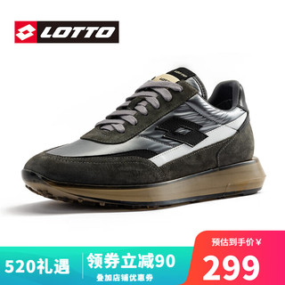 乐途（LOTTO）运动鞋男鞋2023年春夏季新款真皮复古跑步鞋阿甘鞋休闲鞋网面透气 深灰（革面） 39/245
