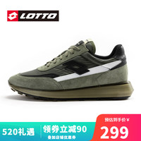 乐途(LOTTO)运动鞋男鞋2023年春夏季新款真皮复古跑步鞋阿甘鞋休闲鞋网面透气 绿色(革面) 44/275