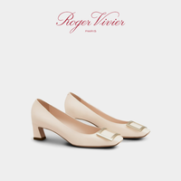 Roger Vivier/RV女鞋Trompette真皮高跟粗跟单鞋婚鞋