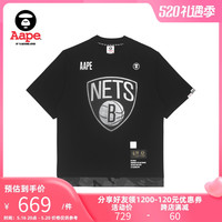 Aapex NBA潮流联名男装迷彩拼接字母印花潮流短袖T恤9557XXI