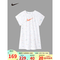 NIKE 耐克童装女童短袖连衣裙夏季新款儿童休闲裙子小婴童 纯白色 90/50(2T)